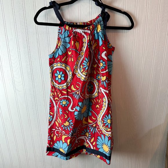Hanna Anderson floral print red and blue‎ dress size 140cm 10/12 - Picture 1 of 5